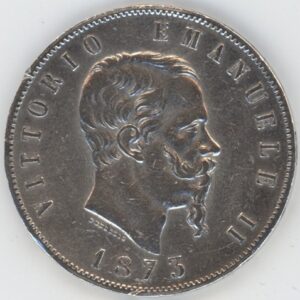 Italie 5 Lire 1873 M BN Vittorio Emanuele II (ss) en argent