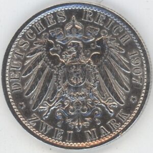 Germany Prussia 2 Mark 1907 A Wilhelm II (ss) en argent