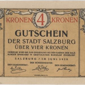 Autriche Salzburg 4 Kronen 1920